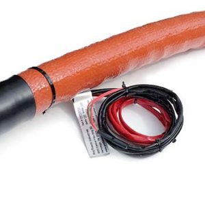 Heated hose with a silicone jacket.